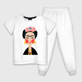Детская пижама хлопок с принтом Фрида Кало в Тюмени, 100% хлопок |  брюки и футболка прямого кроя, без карманов, на брюках мягкая резинка на поясе и по низу штанин
 | frida kahlo de rivera | фрида кало