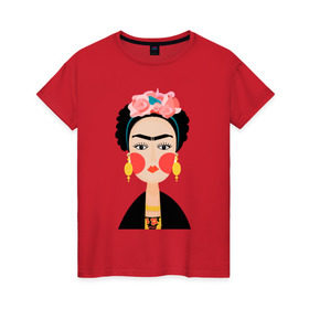 Женская футболка хлопок с принтом Фрида Кало в Тюмени, 100% хлопок | прямой крой, круглый вырез горловины, длина до линии бедер, слегка спущенное плечо | frida kahlo de rivera | фрида кало