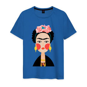Мужская футболка хлопок с принтом Фрида Кало в Тюмени, 100% хлопок | прямой крой, круглый вырез горловины, длина до линии бедер, слегка спущенное плечо. | Тематика изображения на принте: frida kahlo de rivera | фрида кало