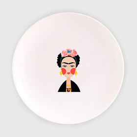 Тарелка с принтом Фрида Кало в Тюмени, фарфор | диаметр - 210 мм
диаметр для нанесения принта - 120 мм | frida kahlo de rivera | фрида кало