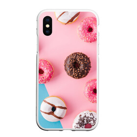 Чехол для iPhone XS Max матовый с принтом пончики в Тюмени, Силикон | Область печати: задняя сторона чехла, без боковых панелей | candy | еда | конфеты | пончики | сладости