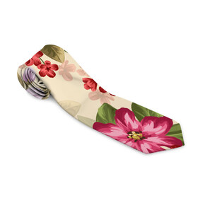 Галстук 3D с принтом Цветы в Тюмени, 100% полиэстер | Длина 148 см; Плотность 150-180 г/м2 | Тематика изображения на принте: букет | георгин | гладиолус | нежный | пастель | роза | ромашка