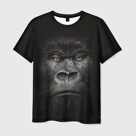 Мужская футболка 3D с принтом Горилла 3D в Тюмени, 100% полиэфир | прямой крой, круглый вырез горловины, длина до линии бедер | горилла | животные | обезьянка