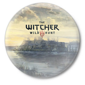 Значок с принтом The Witcher 3: Wild Hunt в Тюмени,  металл | круглая форма, металлическая застежка в виде булавки | wild hunt | witcher | арбалет | ведьмак 3 | геральт | дикая | магия | охота | сказка | сфера | фэнтези | цири