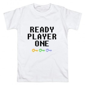 Мужская футболка хлопок с принтом Ready Player One в Тюмени, 100% хлопок | прямой крой, круглый вырез горловины, длина до линии бедер, слегка спущенное плечо. | 