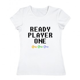 Женская футболка хлопок с принтом Ready Player One в Тюмени, 100% хлопок | прямой крой, круглый вырез горловины, длина до линии бедер, слегка спущенное плечо | 