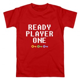 Мужская футболка хлопок с принтом Ready Player One в Тюмени, 100% хлопок | прямой крой, круглый вырез горловины, длина до линии бедер, слегка спущенное плечо. | 