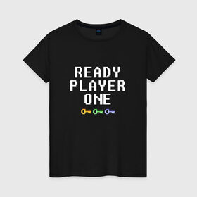 Женская футболка хлопок с принтом Ready Player One в Тюмени, 100% хлопок | прямой крой, круглый вырез горловины, длина до линии бедер, слегка спущенное плечо | 