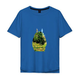 Мужская футболка хлопок Oversize с принтом Тоторо в Тюмени, 100% хлопок | свободный крой, круглый ворот, “спинка” длиннее передней части | art | hayao miyazaki | mei kusakabe | tonari no totoro | берлога | лапа | лес | мой сосед тоторо | хаяо миядзаки