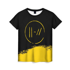 Женская футболка 3D с принтом TWENTY ONE PILOTS TOP в Тюмени, 100% полиэфир ( синтетическое хлопкоподобное полотно) | прямой крой, круглый вырез горловины, длина до линии бедер | 21 pilots | 21p | music | rock | top | trench | twenty one pilots | группа | музыка | рок