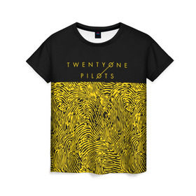 Женская футболка 3D с принтом TWENTY ONE PILOTS   TOP в Тюмени, 100% полиэфир ( синтетическое хлопкоподобное полотно) | прямой крой, круглый вырез горловины, длина до линии бедер | 21 pilots | 21p | music | rock | top | trench | twenty one pilots | группа | музыка | рок