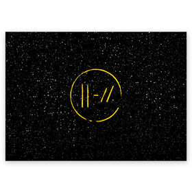 Поздравительная открытка с принтом TOP BLACK SPACE в Тюмени, 100% бумага | плотность бумаги 280 г/м2, матовая, на обратной стороне линовка и место для марки
 | 21 pilots | 21p | music | rock | top | trench | twenty one pilots | группа | музыка | рок