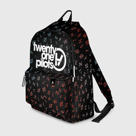 Рюкзак 3D с принтом TWENTY ONE PILOTS  TOP в Тюмени, 100% полиэстер | лямки с регулируемой длиной, сверху петелька, чтобы рюкзак можно было повесить на вешалку. Основное отделение закрывается на молнию, как и внешний карман. Внутри два дополнительных кармана, один из которых закрывается на молнию. По бокам два дополнительных кармашка | 21 pilots | 21p | music | rock | top | trench | twenty one pilots | группа | музыка | рок