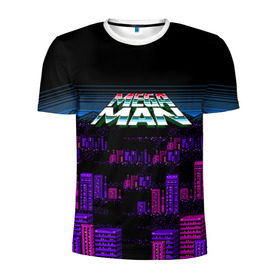 Мужская футболка 3D спортивная с принтом Megaman city в Тюмени, 100% полиэстер с улучшенными характеристиками | приталенный силуэт, круглая горловина, широкие плечи, сужается к линии бедра | Тематика изображения на принте: maga man | megaman