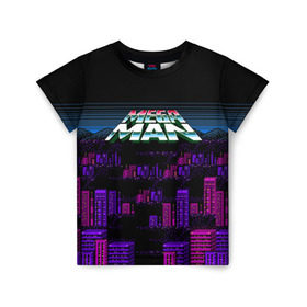 Детская футболка 3D с принтом Megaman city в Тюмени, 100% гипоаллергенный полиэфир | прямой крой, круглый вырез горловины, длина до линии бедер, чуть спущенное плечо, ткань немного тянется | Тематика изображения на принте: maga man | megaman