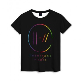 Женская футболка 3D с принтом TWENTY ONE PILOTS TOP в Тюмени, 100% полиэфир ( синтетическое хлопкоподобное полотно) | прямой крой, круглый вырез горловины, длина до линии бедер | 21 pilots | 21p | music | rock | top | trench | twenty one pilots | группа | музыка | рок