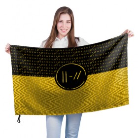 Флаг 3D с принтом TWENTY ONE PILOTS TOP в Тюмени, 100% полиэстер | плотность ткани — 95 г/м2, размер — 67 х 109 см. Принт наносится с одной стороны | 21 pilots | 21p | music | rock | top | trench | twenty one pilots | группа | музыка | рок