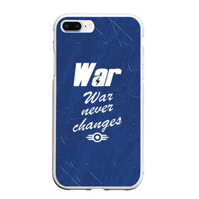 Чехол для iPhone 7Plus/8 Plus матовый с принтом WAR NEVER CHANGES в Тюмени, Силикон | Область печати: задняя сторона чехла, без боковых панелей | 101 | 111 | 76 | atom cats | bethesda | brotherhood of steel | fallout | nuka cola | outcast | tunnel snakes | vault | war | братство стали | бункер | война | убежище | фолаут | фоллаут | ядеркола