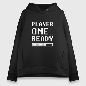 Женское худи Oversize хлопок с принтом Ready Player One в Тюмени, френч-терри — 70% хлопок, 30% полиэстер. Мягкий теплый начес внутри —100% хлопок | боковые карманы, эластичные манжеты и нижняя кромка, капюшон на магнитной кнопке | ready player one | steven spielberg | первому игроку приготовиться | стивен спилберг