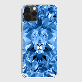 Чехол для iPhone 12 Pro Max с принтом Сине-бело-голубой лев в Тюмени, Силикон |  | fczp | spb | zenit | белый | геометрия | зенит | питер | санкт петербург | синий | спб | треугольники