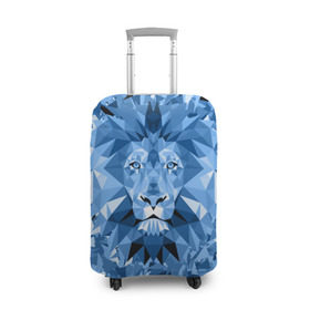 Чехол для чемодана 3D с принтом Сине-бело-голубой лев в Тюмени, 86% полиэфир, 14% спандекс | двустороннее нанесение принта, прорези для ручек и колес | fczp | spb | zenit | белый | геометрия | зенит | питер | санкт петербург | синий | спб | треугольники
