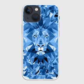 Чехол для iPhone 13 mini с принтом Сине бело голубой лев в Тюмени,  |  | fczp | spb | zenit | белый | геометрия | зенит | питер | санкт петербург | синий | спб | треугольники