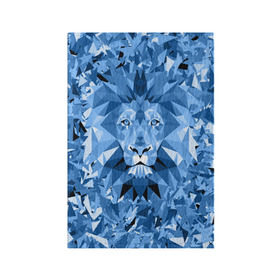 Обложка для паспорта матовая кожа с принтом Сине-бело-голубой лев в Тюмени, натуральная матовая кожа | размер 19,3 х 13,7 см; прозрачные пластиковые крепления | fczp | spb | zenit | белый | геометрия | зенит | питер | санкт петербург | синий | спб | треугольники