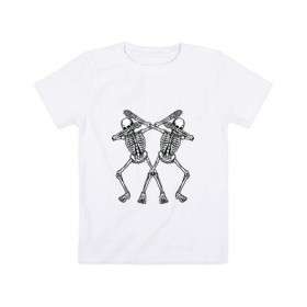 Детская футболка хлопок с принтом Skeletons в Тюмени, 100% хлопок | круглый вырез горловины, полуприлегающий силуэт, длина до линии бедер | Тематика изображения на принте: 