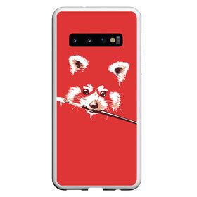 Чехол для Samsung Galaxy S10 с принтом Красная панда в Тюмени, Силикон | Область печати: задняя сторона чехла, без боковых панелей | енот | кисть | лиса | малая панда | художник