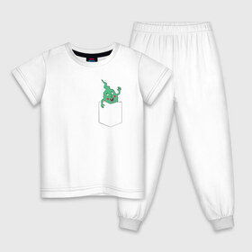 Детская пижама хлопок с принтом Green в Тюмени, 100% хлопок |  брюки и футболка прямого кроя, без карманов, на брюках мягкая резинка на поясе и по низу штанин
 | Тематика изображения на принте: anime | mob psycho 100 | shigeo kageyama | аниме | моб психо 100