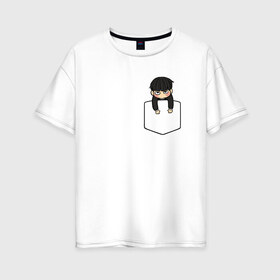 Женская футболка хлопок Oversize с принтом Моб в кармане в Тюмени, 100% хлопок | свободный крой, круглый ворот, спущенный рукав, длина до линии бедер
 | anime | mob psycho 100 | shigeo kageyama | аниме | моб психо 100