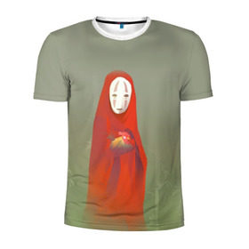 Мужская футболка 3D спортивная с принтом Унесенные призраками в Тюмени, 100% полиэстер с улучшенными характеристиками | приталенный силуэт, круглая горловина, широкие плечи, сужается к линии бедра | spirited away | аниме | безликий | унесённые призраками | хаяо миядзаки