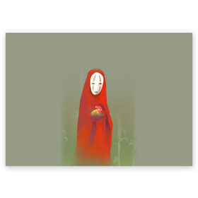 Поздравительная открытка с принтом Унесенные призраками в Тюмени, 100% бумага | плотность бумаги 280 г/м2, матовая, на обратной стороне линовка и место для марки
 | spirited away | аниме | безликий | унесённые призраками | хаяо миядзаки