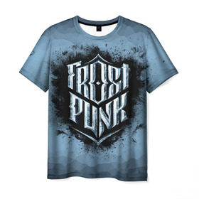 Мужская футболка 3D с принтом Frostpunk Logo в Тюмени, 100% полиэфир | прямой крой, круглый вырез горловины, длина до линии бедер | frost punk | frostpunk | фрост панк | фростпанк