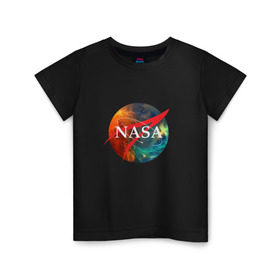 Детская футболка хлопок с принтом Nasa Space в Тюмени, 100% хлопок | круглый вырез горловины, полуприлегающий силуэт, длина до линии бедер | америка | астронавт | звезды | космонавт | космос | логотип | наса | сша