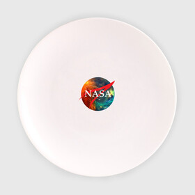 Тарелка с принтом Nasa Space в Тюмени, фарфор | диаметр - 210 мм
диаметр для нанесения принта - 120 мм | америка | астронавт | звезды | космонавт | космос | логотип | наса | сша