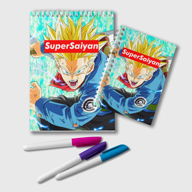 Блокнот с принтом Super Saiyan в Тюмени, 100% бумага | 48 листов, плотность листов — 60 г/м2, плотность картонной обложки — 250 г/м2. Листы скреплены удобной пружинной спиралью. Цвет линий — светло-серый
 | anime | dragon ball | аниме | гоку | драгон бол | дракона жемчуг