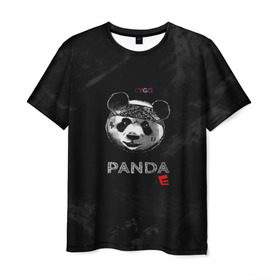 Мужская футболка 3D с принтом Cygo - panda E в Тюмени, 100% полиэфир | прямой крой, круглый вырез горловины, длина до линии бедер | cygo | panda e | rap | бандана | гепард | голова | леонид вакальчук | медведь | мы бежим с тобой как будто от гепарда | надпись | панда е | реп | репер | рэп | рэпер | сайго | суго | цуго
