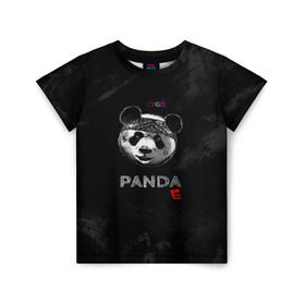 Детская футболка 3D с принтом Cygo - panda E в Тюмени, 100% гипоаллергенный полиэфир | прямой крой, круглый вырез горловины, длина до линии бедер, чуть спущенное плечо, ткань немного тянется | cygo | panda e | rap | бандана | гепард | голова | леонид вакальчук | медведь | мы бежим с тобой как будто от гепарда | надпись | панда е | реп | репер | рэп | рэпер | сайго | суго | цуго