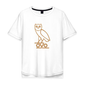 Мужская футболка хлопок Oversize с принтом OVO owl в Тюмени, 100% хлопок | свободный крой, круглый ворот, “спинка” длиннее передней части | Тематика изображения на принте: drake | hotlinebling | more life | ovo | sixgod | дрейк