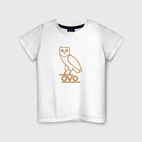 Детская футболка хлопок с принтом OVO owl в Тюмени, 100% хлопок | круглый вырез горловины, полуприлегающий силуэт, длина до линии бедер | drake | hotlinebling | more life | ovo | sixgod | дрейк