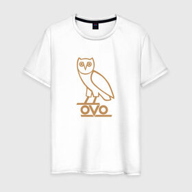 Мужская футболка хлопок с принтом OVO owl в Тюмени, 100% хлопок | прямой крой, круглый вырез горловины, длина до линии бедер, слегка спущенное плечо. | drake | hotlinebling | more life | ovo | sixgod | дрейк