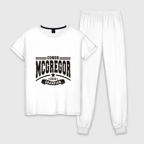 Женская пижама хлопок с принтом Conor McGregor в Тюмени, 100% хлопок | брюки и футболка прямого кроя, без карманов, на брюках мягкая резинка на поясе и по низу штанин | conor | mcgregor | mma | ufc | конор | макгрегор