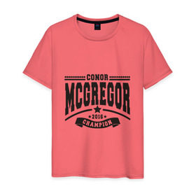Мужская футболка хлопок с принтом Conor McGregor в Тюмени, 100% хлопок | прямой крой, круглый вырез горловины, длина до линии бедер, слегка спущенное плечо. | Тематика изображения на принте: conor | mcgregor | mma | ufc | конор | макгрегор