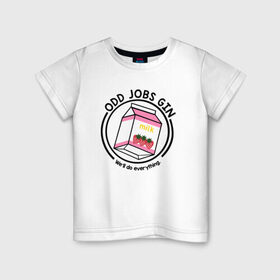 Детская футболка хлопок с принтом Strawberry Milk Odd Jobs Gin в Тюмени, 100% хлопок | круглый вырез горловины, полуприлегающий силуэт, длина до линии бедер | Тематика изображения на принте: anime | gin tama | gintama | аниме | гинтама