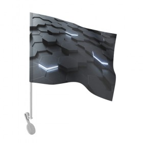Флаг для автомобиля с принтом НАНО СОТЫ в Тюмени, 100% полиэстер | Размер: 30*21 см | abstract | abstraction | comb | texture | абстракция | бронь | соты | стальные соты | текстуры