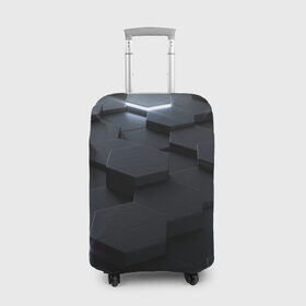 Чехол для чемодана 3D с принтом НАНО СОТЫ в Тюмени, 86% полиэфир, 14% спандекс | двустороннее нанесение принта, прорези для ручек и колес | abstract | abstraction | comb | texture | абстракция | бронь | соты | стальные соты | текстуры
