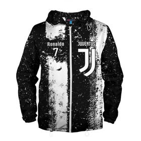 Мужская ветровка 3D с принтом Ronaldo uniform в Тюмени, 100% полиэстер | подол и капюшон оформлены резинкой с фиксаторами, два кармана без застежек по бокам, один потайной карман на груди | 7 | cristiano | juventus | ronaldo | белые | криштиану | линии | роналду | черные | ювентус