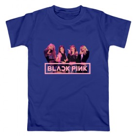 Мужская футболка хлопок с принтом Black Pink в Тюмени, 100% хлопок | прямой крой, круглый вырез горловины, длина до линии бедер, слегка спущенное плечо. | black pink | blackpink | square two | square up | дженни ким | лалиса манобан