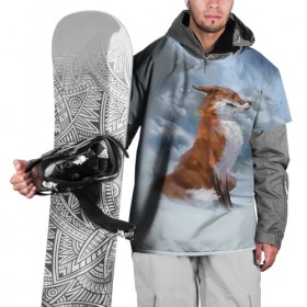 Накидка на куртку 3D с принтом Гордый лис в Тюмени, 100% полиэстер |  | белый | зима | лес | лис | лиса | мех | оранжевый | охотник | природа | снег | хитрый